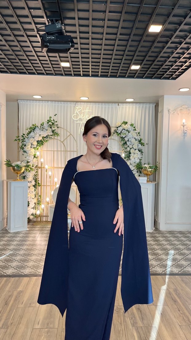 Uzun Lacivert Gösterişli Straplez Elbisesi - Görsel 4