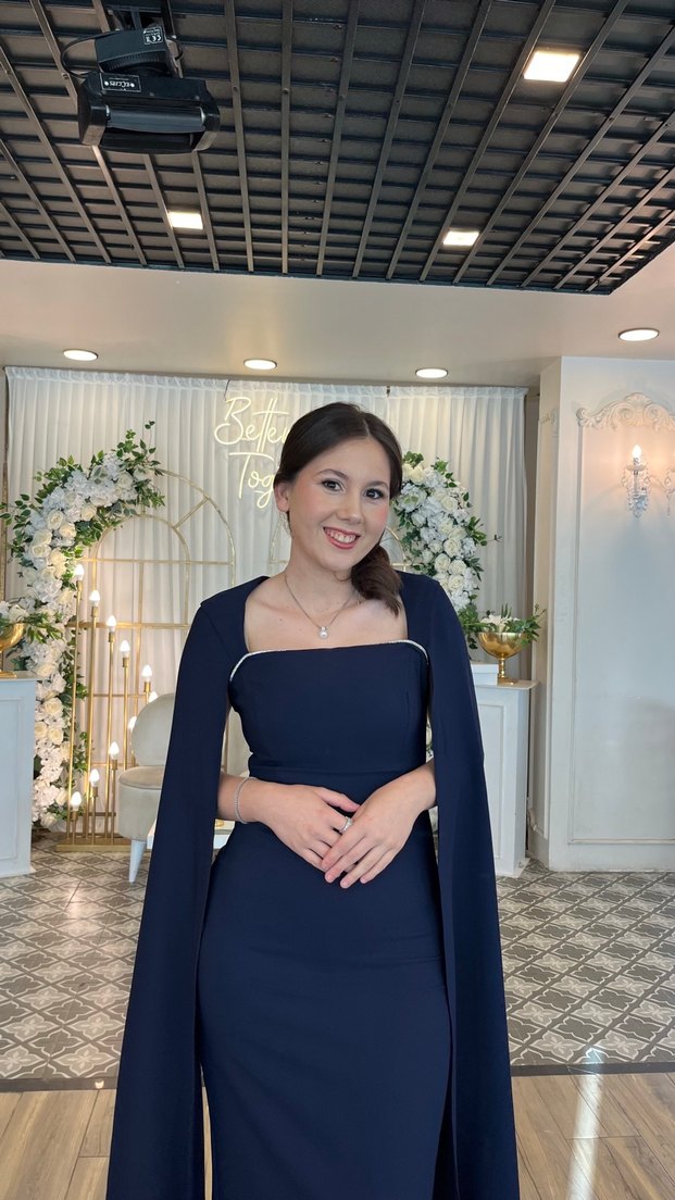 Uzun Lacivert Gösterişli Straplez Elbisesi - Görsel 3