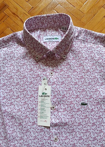 Lacoste Bordo Baskılı Uzun Kollu Erkek Gömlek