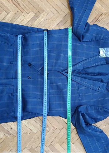 Erkek Mavi Kareli Düğmeli Takım Elbise - Görsel 13