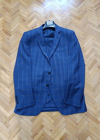 Erkek Mavi Kareli Düğmeli Takım Elbise - Görsel 14