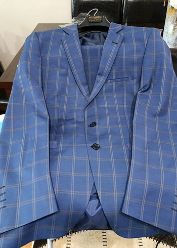 Erkek Mavi Kareli Düğmeli Takım Elbise - Görsel 18