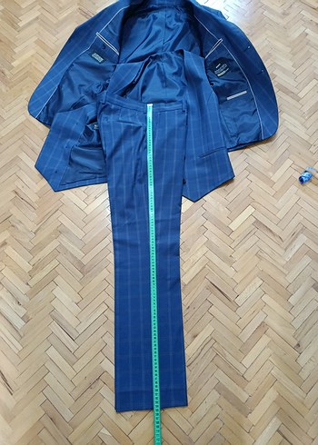 Erkek Mavi Kareli Düğmeli Takım Elbise - Görsel 6