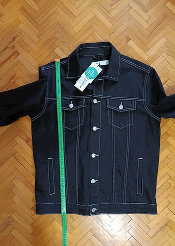 Düğmeli Siyah Erkek Denim Ceket - Görsel 20