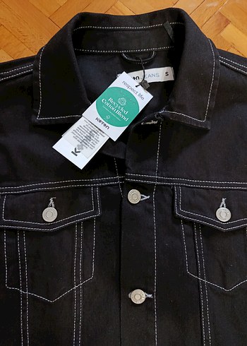 Düğmeli Siyah Erkek Denim Ceket - Görsel 6