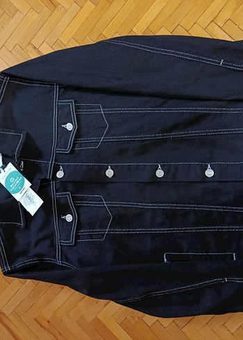 Düğmeli Siyah Erkek Denim Ceket - Görsel 18