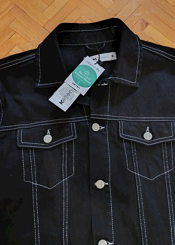 Düğmeli Siyah Erkek Denim Ceket - Görsel 10