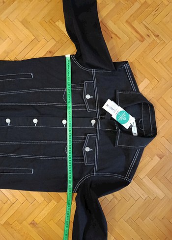 Düğmeli Siyah Erkek Denim Ceket - Görsel 7