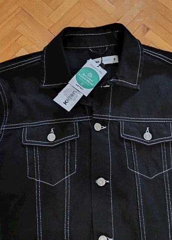 Düğmeli Siyah Erkek Denim Ceket - Görsel 8