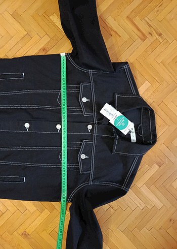 Düğmeli Siyah Erkek Denim Ceket - Görsel 12