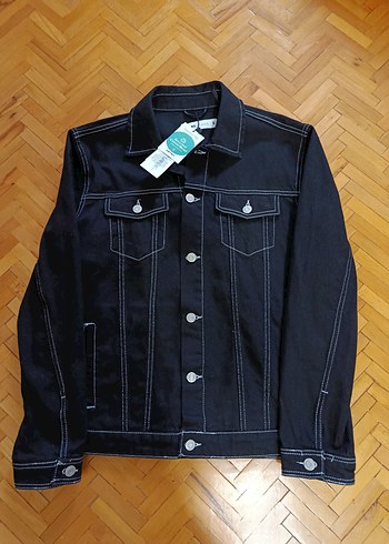 Düğmeli Siyah Erkek Denim Ceket - Görsel 2