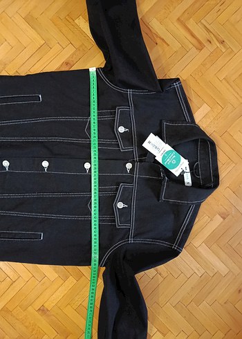 Düğmeli Siyah Erkek Denim Ceket - Görsel 14