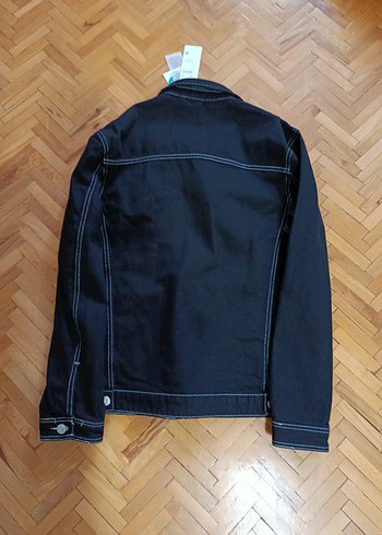 Düğmeli Siyah Erkek Denim Ceket - Görsel 9