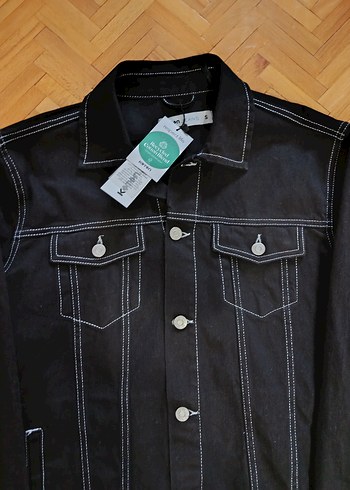 Düğmeli Siyah Erkek Denim Ceket - Görsel 5