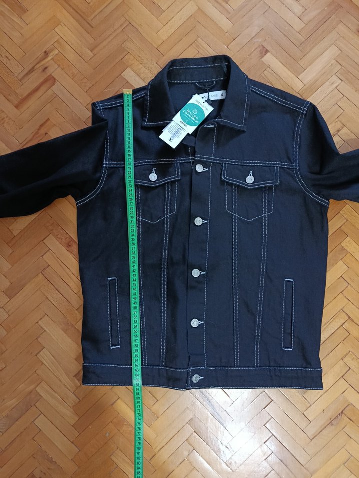 Düğmeli Siyah Erkek Denim Ceket - Görsel 3