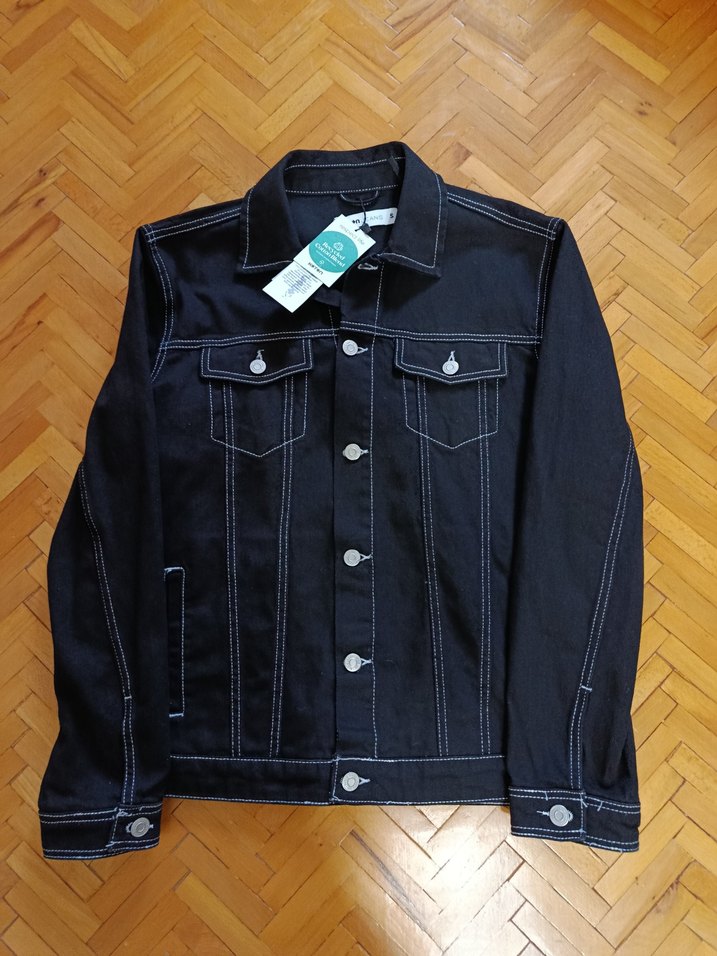 Düğmeli Siyah Erkek Denim Ceket - Görsel 2