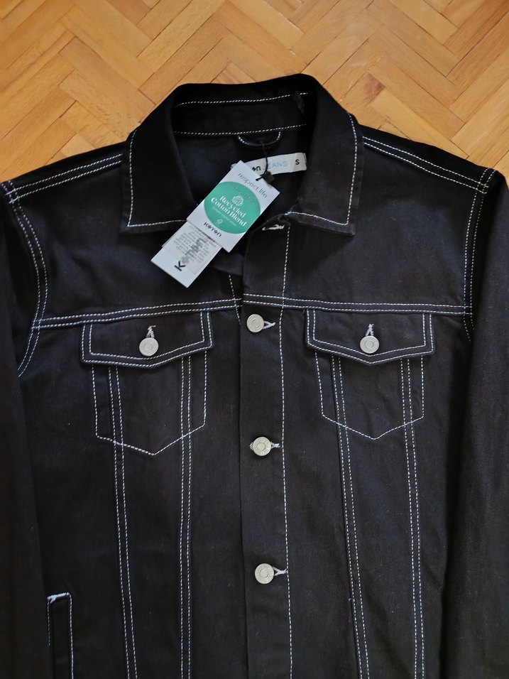 Düğmeli Siyah Erkek Denim Ceket - Görsel 5