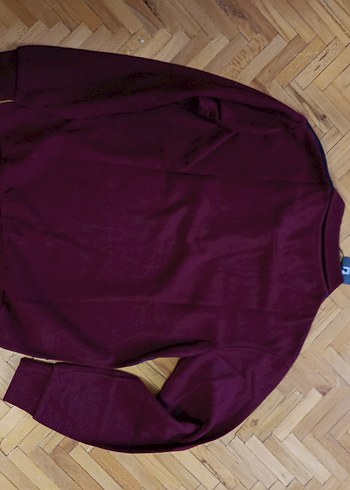 Bordo Uzun Kollu Buratti Polo sweatshirt - Görsel 13