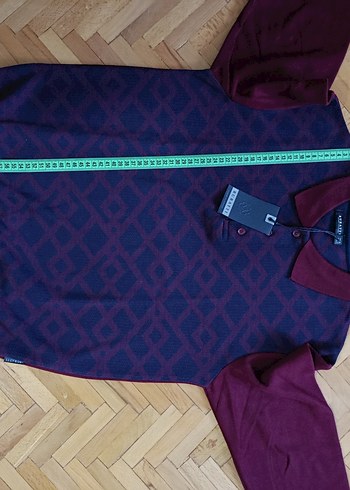 Bordo Uzun Kollu Buratti Polo sweatshirt - Görsel 16