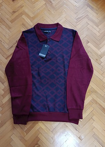 Bordo Uzun Kollu Buratti Polo sweatshirt - Görsel 19