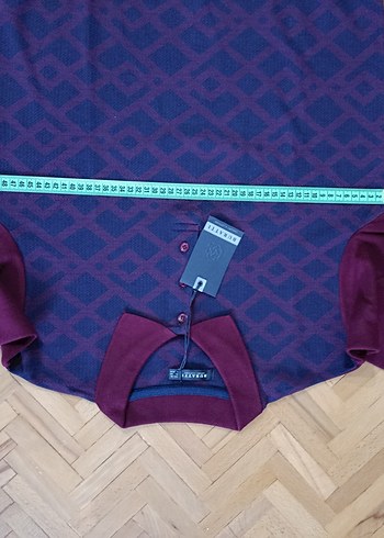 Bordo Uzun Kollu Buratti Polo sweatshirt - Görsel 15