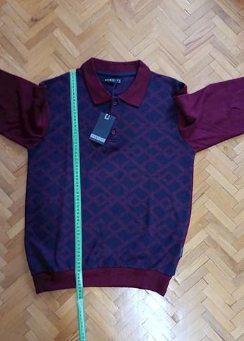 Bordo Uzun Kollu Buratti Polo sweatshirt - Görsel 8