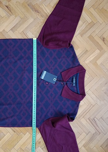 Bordo Uzun Kollu Buratti Polo sweatshirt - Görsel 7