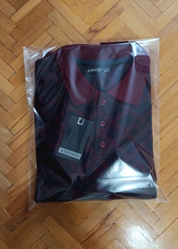 Bordo Uzun Kollu Buratti Polo sweatshirt - Görsel 5