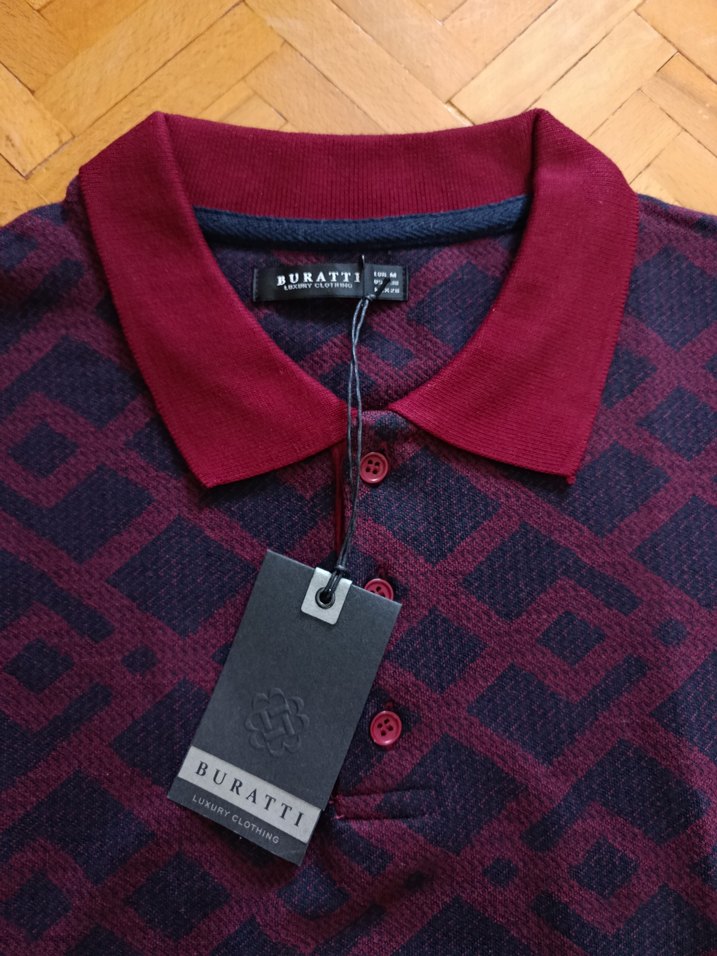 Bordo Uzun Kollu Buratti Polo sweatshirt - Görsel 3