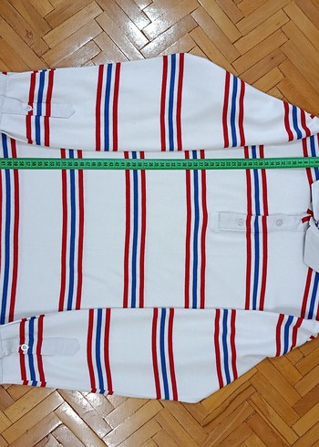 Çizgili Beyaz Uzun Kollu Polo Tişört - Görsel 20