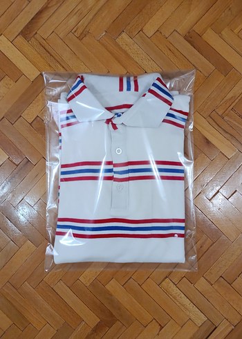 Çizgili Beyaz Uzun Kollu Polo Tişört - Görsel 15