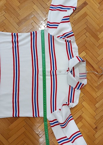 Çizgili Beyaz Uzun Kollu Polo Tişört - Görsel 10