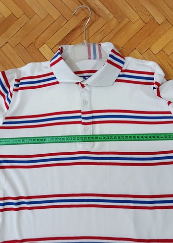 Çizgili Beyaz Uzun Kollu Polo Tişört - Görsel 5