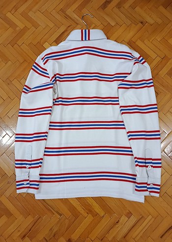 Çizgili Beyaz Uzun Kollu Polo Tişört - Görsel 9