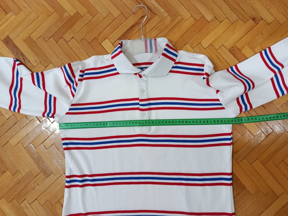 Çizgili Beyaz Uzun Kollu Polo Tişört - Görsel 5