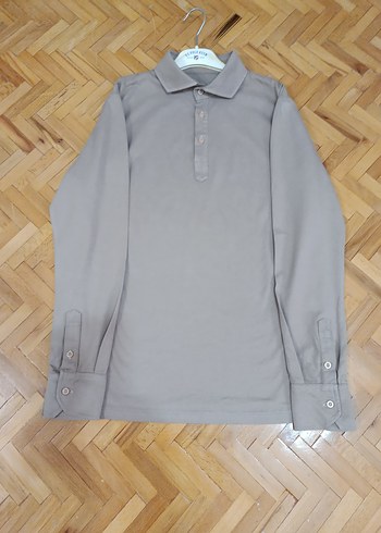 Bej Uzun Kollu Polo Yaka Tişört - Görsel 3