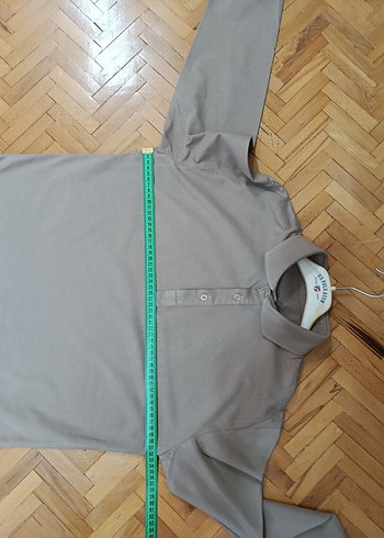 Bej Uzun Kollu Polo Yaka Tişört - Görsel 6