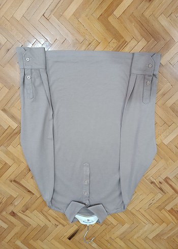 Bej Uzun Kollu Polo Yaka Tişört - Görsel 9