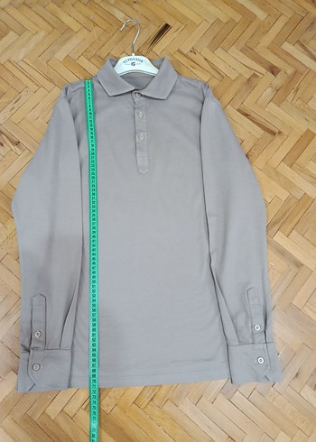 Bej Uzun Kollu Polo Yaka Tişört - Görsel 13