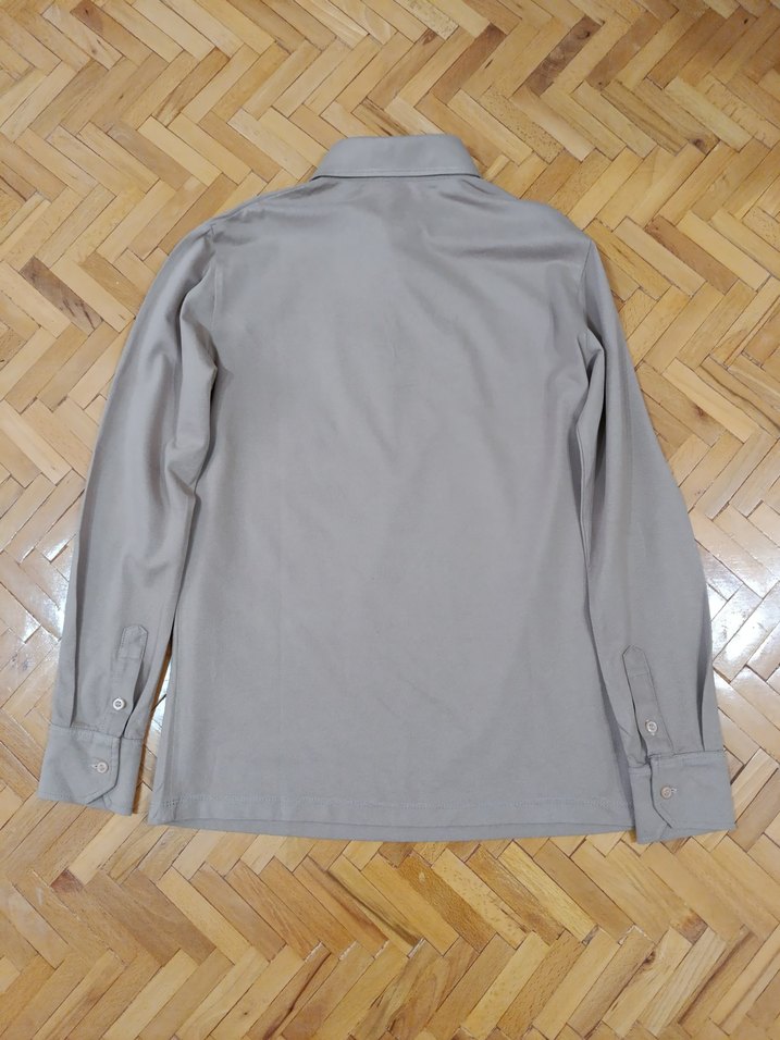 Bej Uzun Kollu Polo Yaka Tişört - Görsel 4