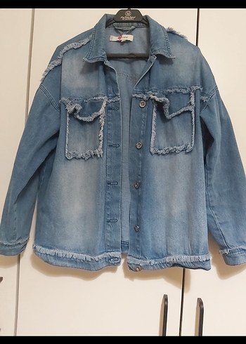 Düğmeli Kadın Mavi Denim Ceket