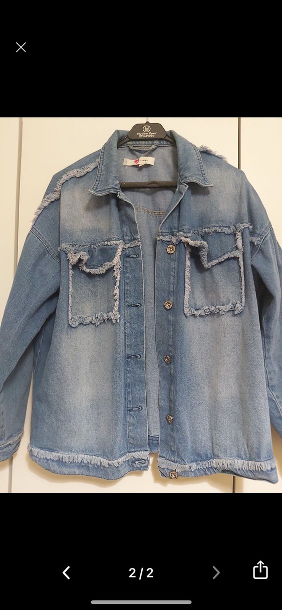 Düğmeli Kadın Mavi Denim Ceket - Görsel 2