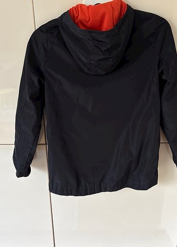 Erkek Çocuk Siyah Fermuarlı Kapüşonlu ince mont - Görsel 6