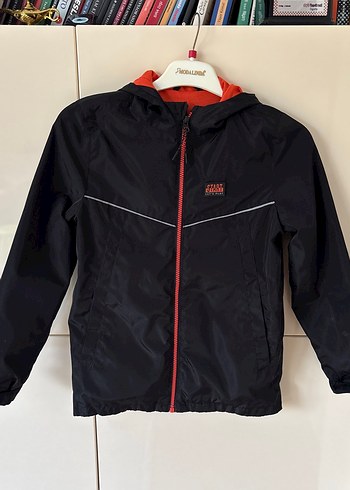 Erkek Çocuk Siyah Fermuarlı Kapüşonlu ince mont - Görsel 2