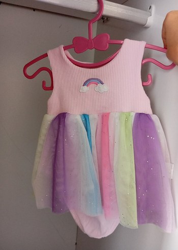 Pembe Kız Çocuk Pastel Renkli Elbise