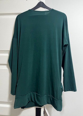 Koyu Yeşil Uzun Kollu Salaş Tunik takım - Görsel 2