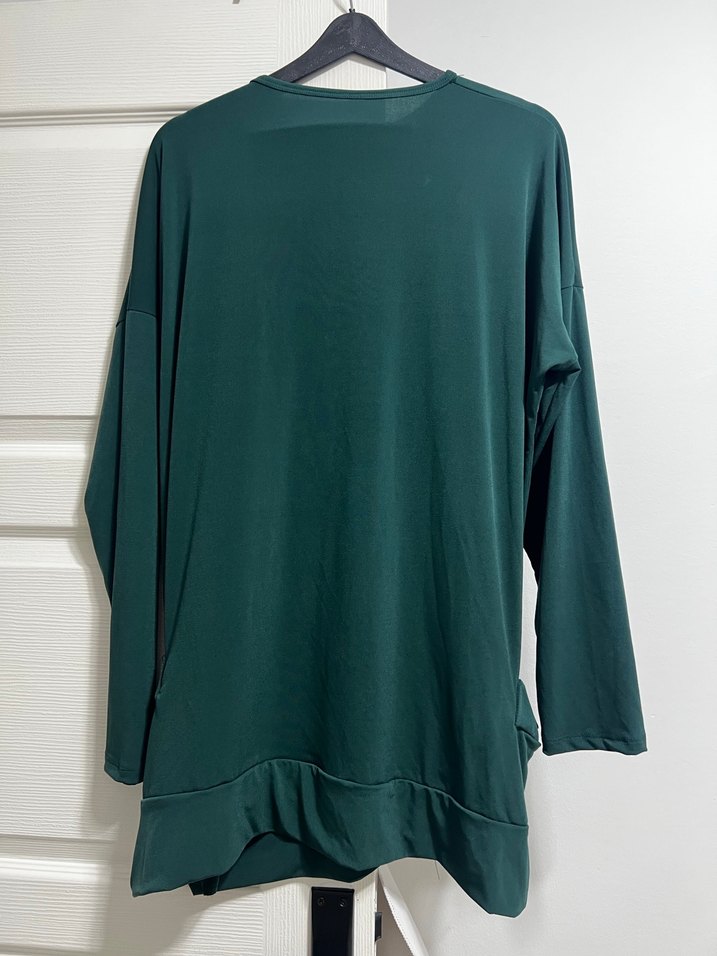 Koyu Yeşil Uzun Kollu Salaş Tunik takım - Görsel 2