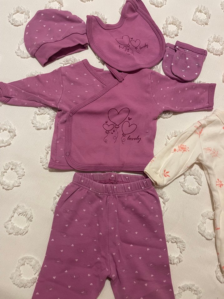 Kız bebek yenidoğan 5 li takım ve şapkalı tulum takımı - Görsel 2