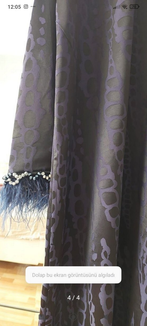 lacivert Yılan Desenli Uzun Bohem Elbise l - Görsel 3