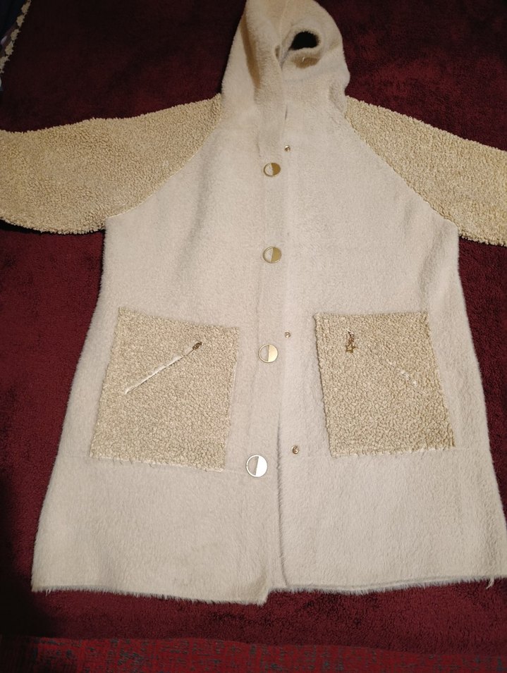 Bej Düğmeli Midi Kaban 38/42 - Görsel 5